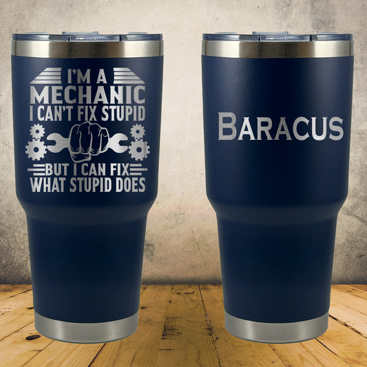 Personalized Mechanic Tumbler, Custom 30oz Laser Engraved Stainless Steel Cup, Automotive Technician Gift