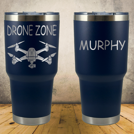 Personalized Drone Pilot Tumbler, 30oz Stainless Steel Laser Engraved Travel Mug, Custom Gift for Dad, Father's Day Gift