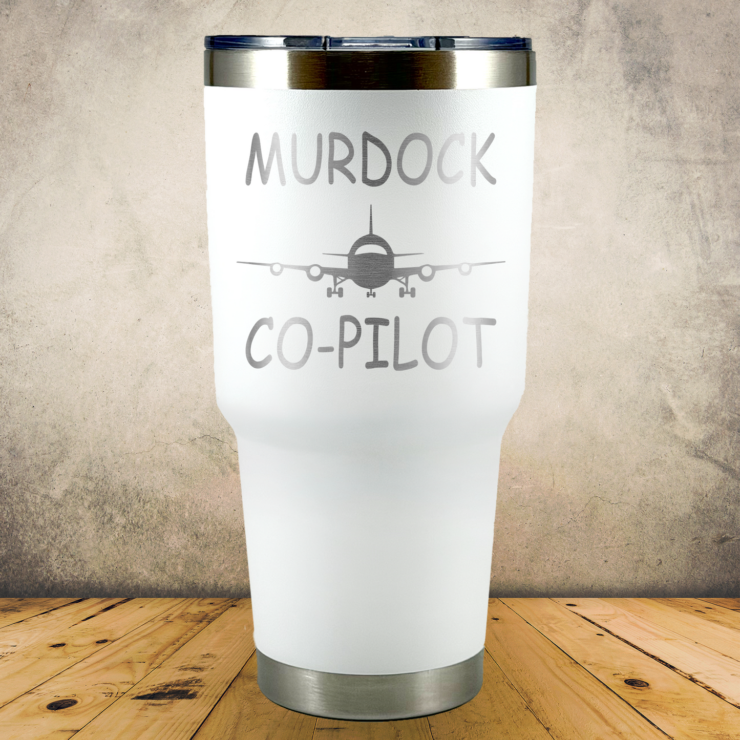 Personalized Co-Pilot Tumbler, 30oz Stainless Steel Laser Engraved Travel Mug, Custom Aviation Gift for Pilot