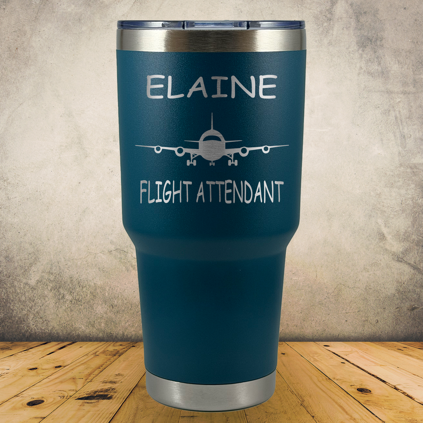 Personalized Flight Attendant Tumbler, 30oz Stainless Steel Laser Engraved Travel Mug, Custom Aviation Gift