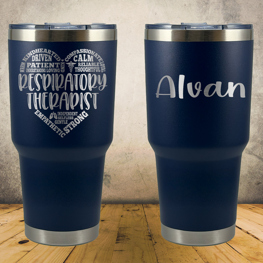 Personalized Respiratory Therapist Tumbler 30oz Custom Laser Engraved Cup