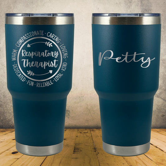 Personalized Respiratory Therapist Tumbler 30oz Custom Laser Engraved Cup