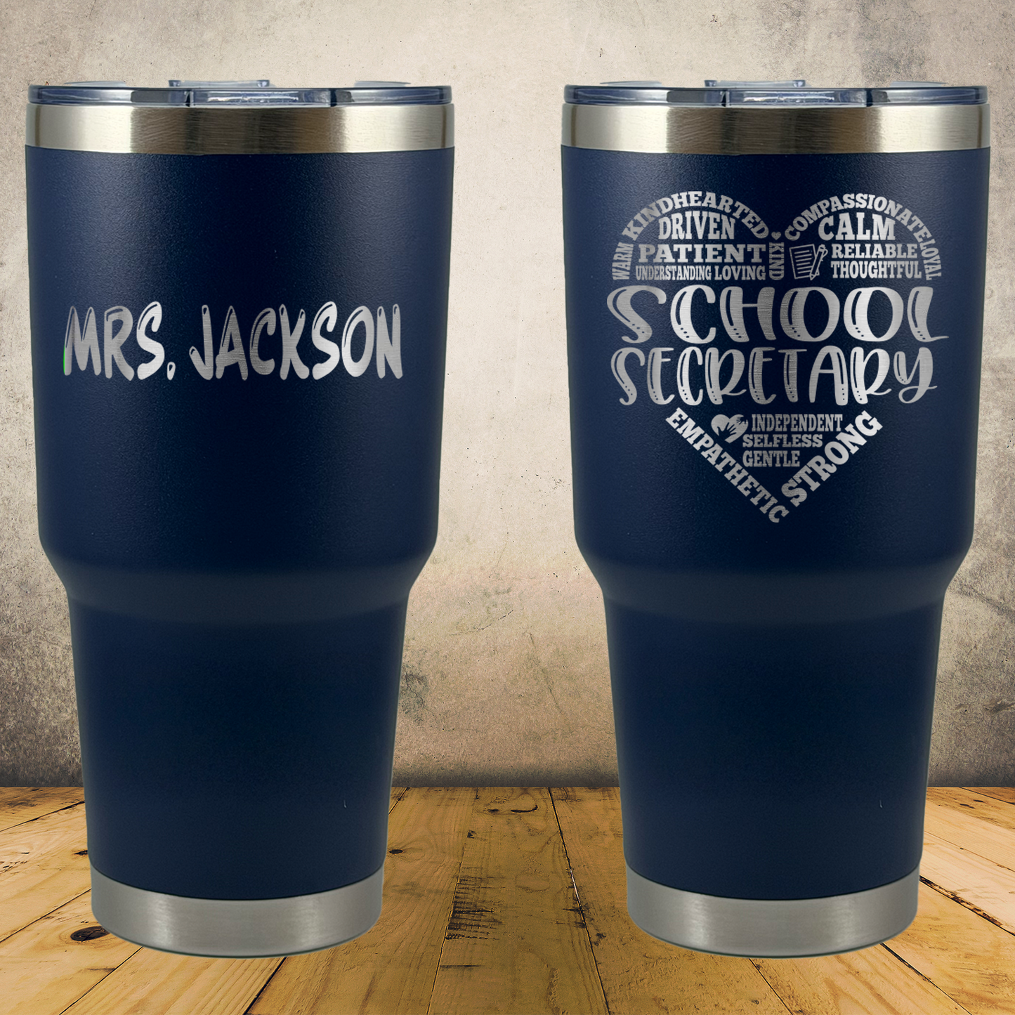 Personalized Laser Engraved Tumbler 30oz  for School Office Clerical, Secretary Appreciation Gift, Administrative Assistant Present, Office Managers, End of School Year Gift