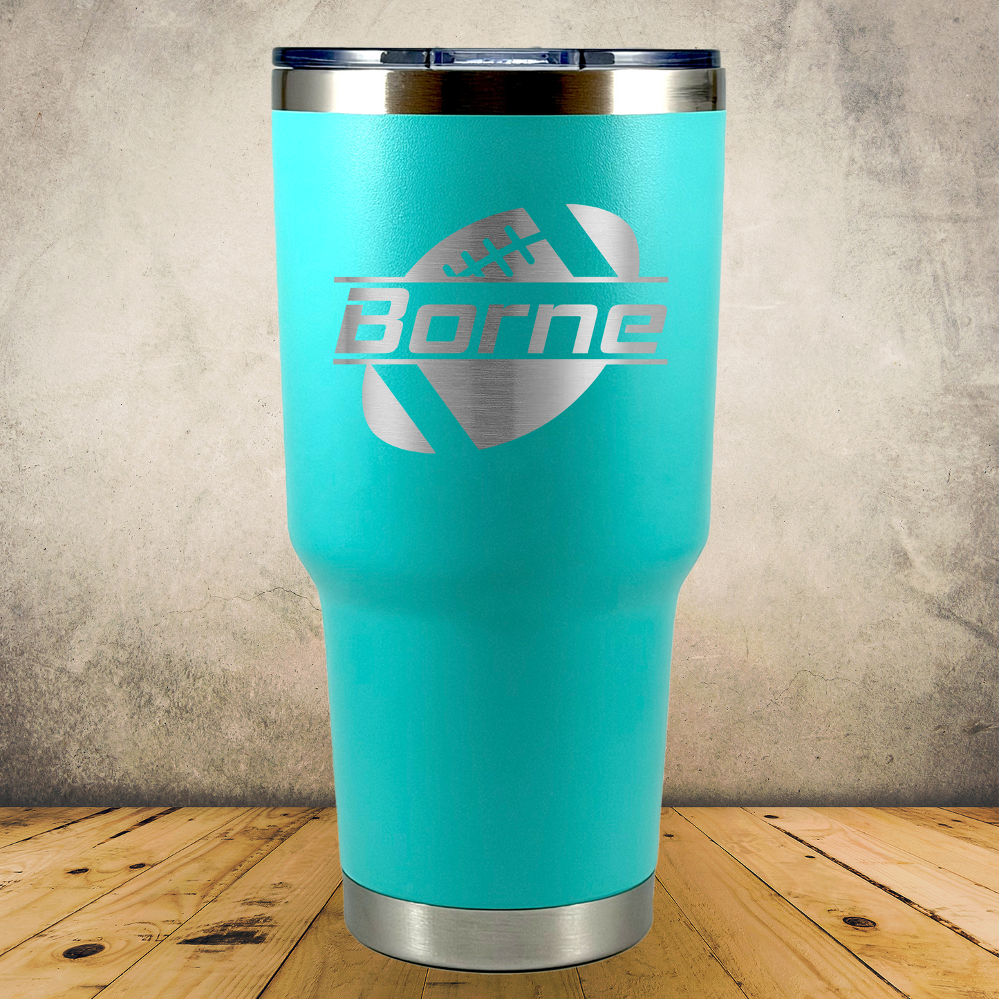 Personalized Football Split Monogram Travel Tumbler - Laser Engraved