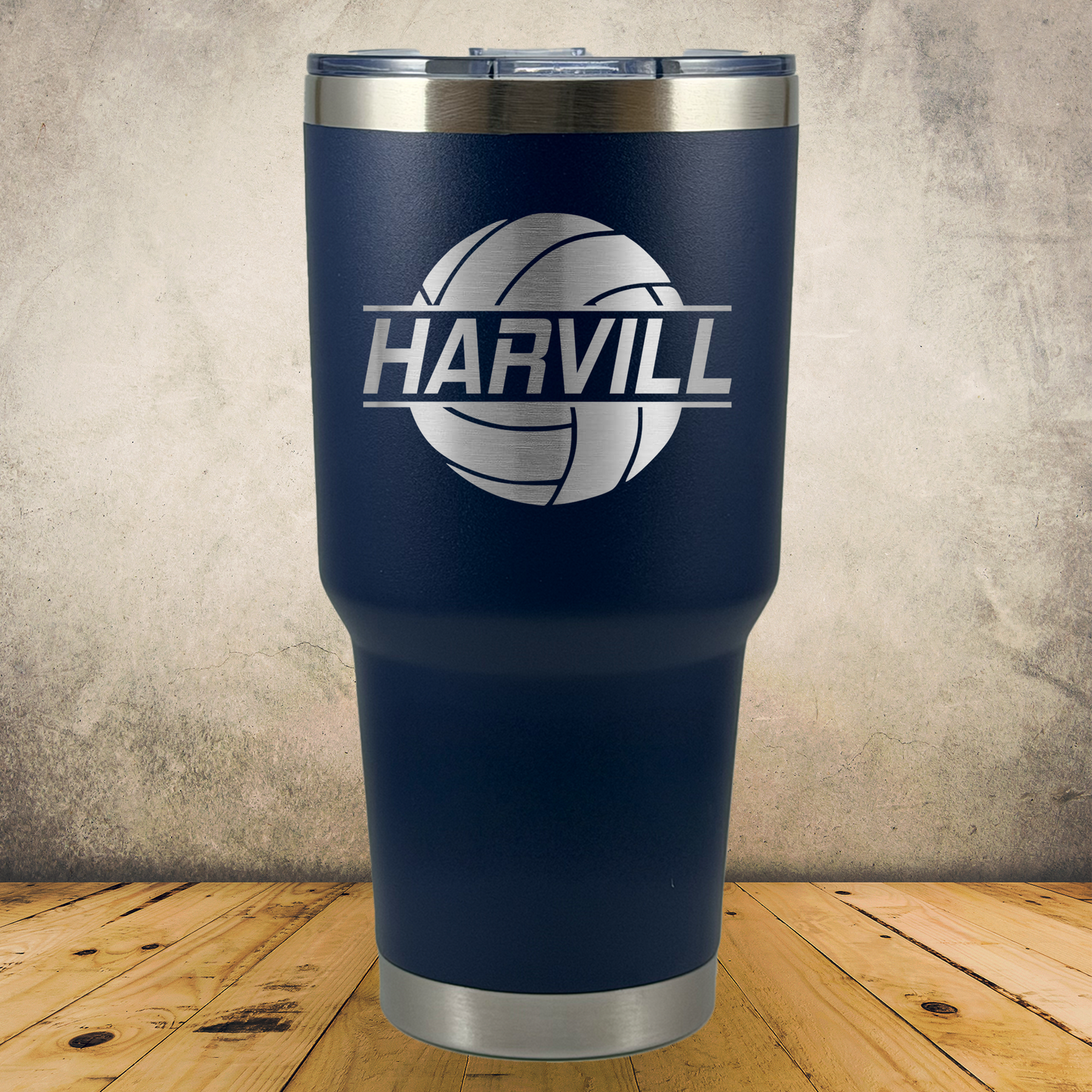 Personalized Volleyball Split Monogram Travel Tumbler - Laser Engraved