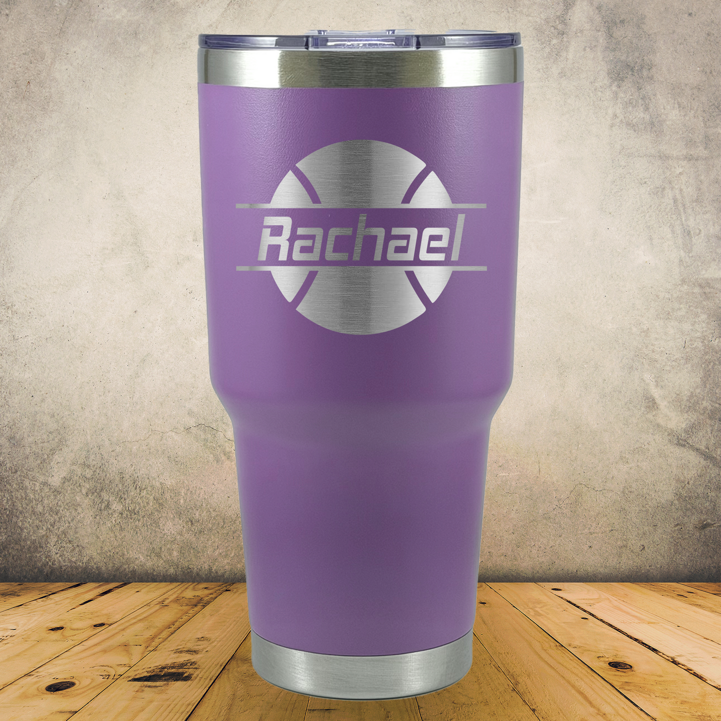 Personalized Tennis Split Monogram Travel Tumbler - Laser Engraved