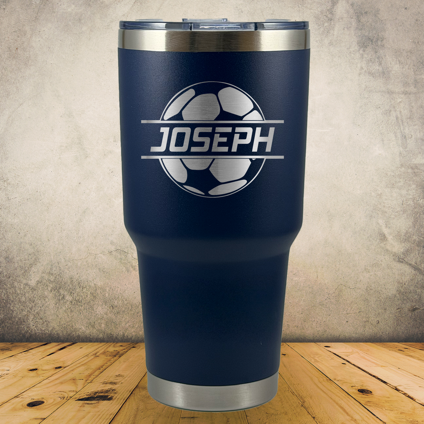 Personalized Soccer Tumbler 30oz Custom Laser Engraved Cup