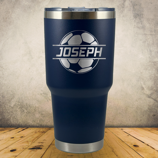 Personalized Soccer Tumbler 30oz Custom Laser Engraved Cup