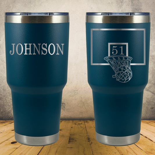 Personalized Laser Engraved Tumbler 30oz Basketball Backboard Gift for Players, Coaches & Fans