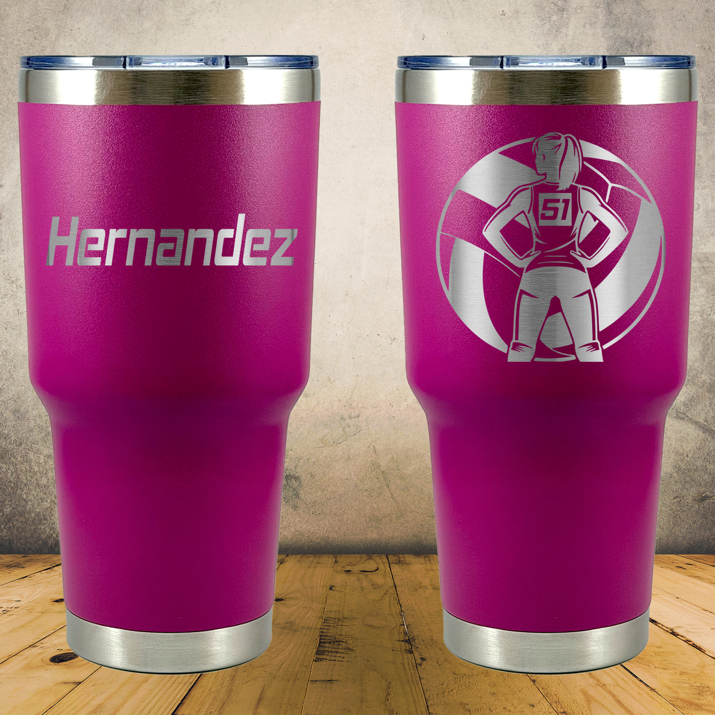 Personalized Laser Engraved Tumbler 30oz Female Volleyball Player Silhouette Gift for Players, Coaches & Fans