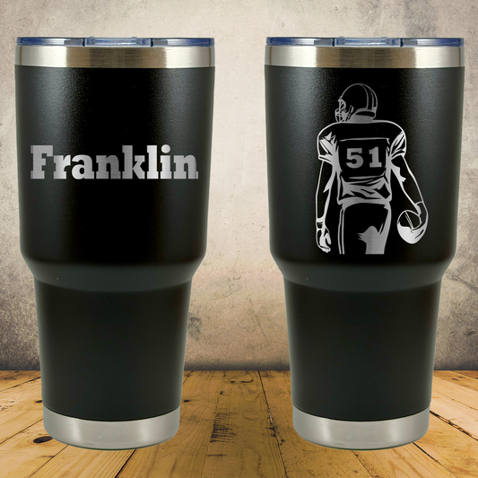Personalized Laser Engraved Tumbler 30oz Football Player Gift for Players, Coaches & Fans