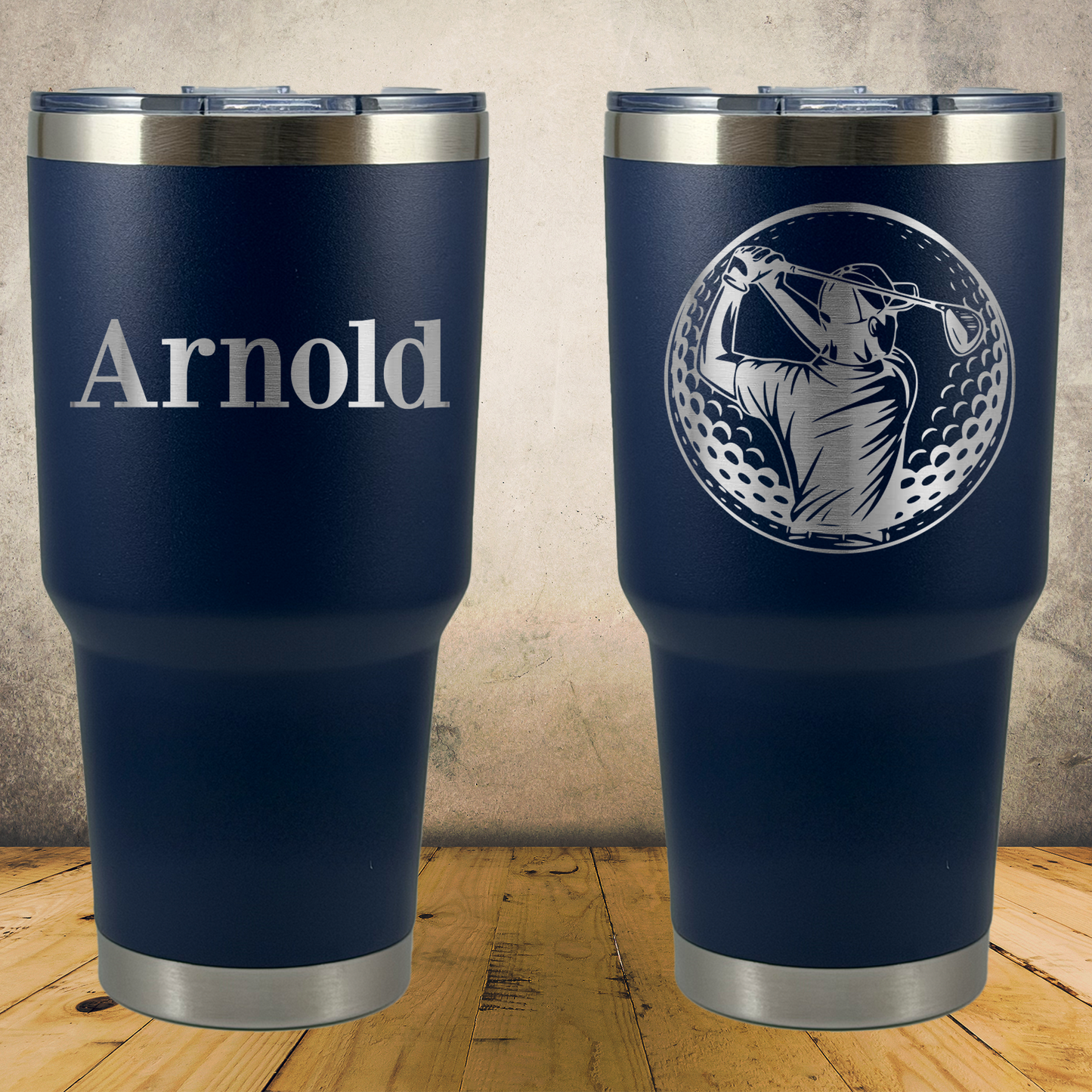 Personalized Laser Engraved Tumbler 30oz Male Golfer Silhouette in Golf Ball Gift for Players, Coaches & Fans