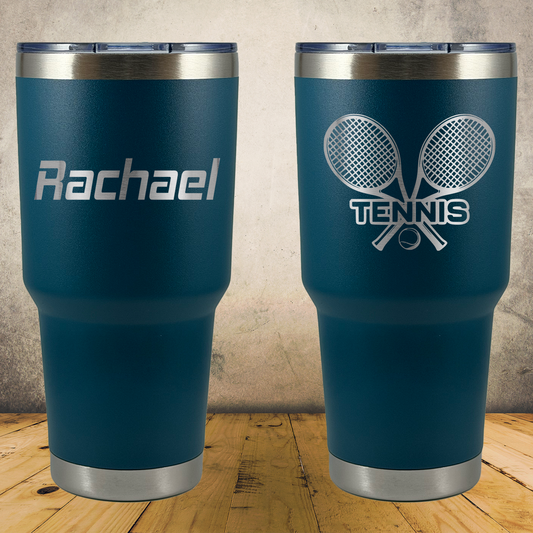 Personalized Laser Engraved Tumbler 30oz Tennis for Players, Coaches & Fans