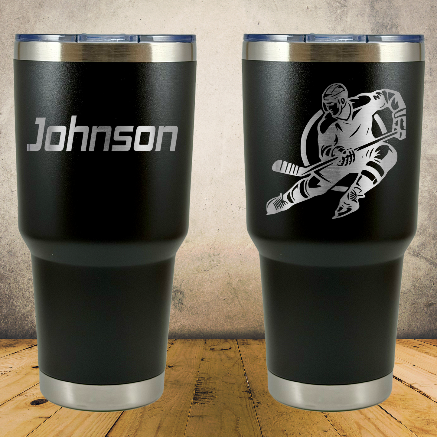 Personalized Hockey Tumbler 30oz Custom Laser Engraved Cup