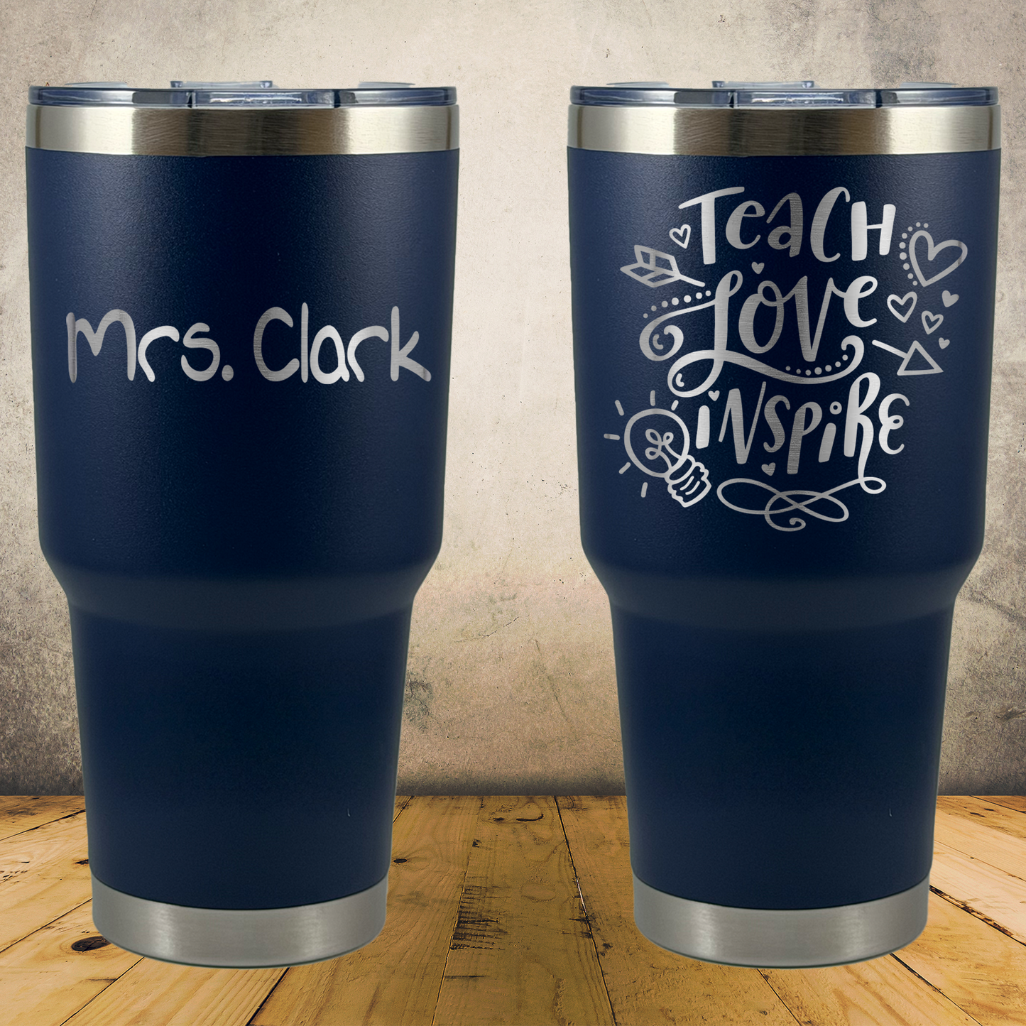Personalized Laser Engraved Tumbler 30oz Teacher Appreciation or Back to School Gift