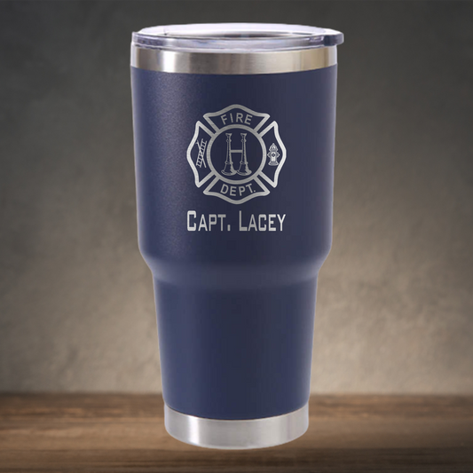 Personalized Firefighter Captain Travel Tumbler 30 oz - Laser Engraved