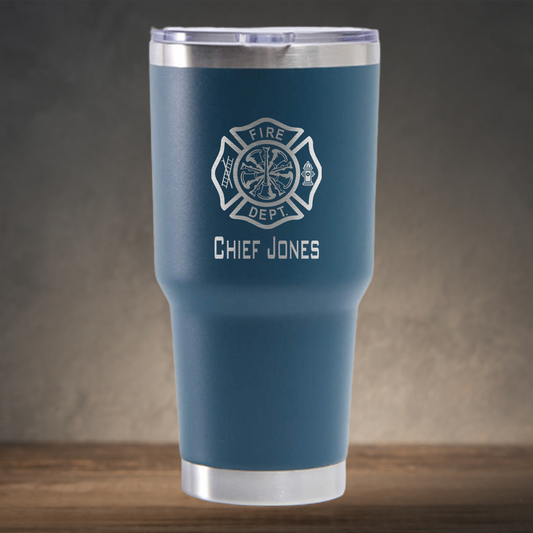 Personalized Firefighter Chief Travel Tumbler 30 oz - Laser Engraved