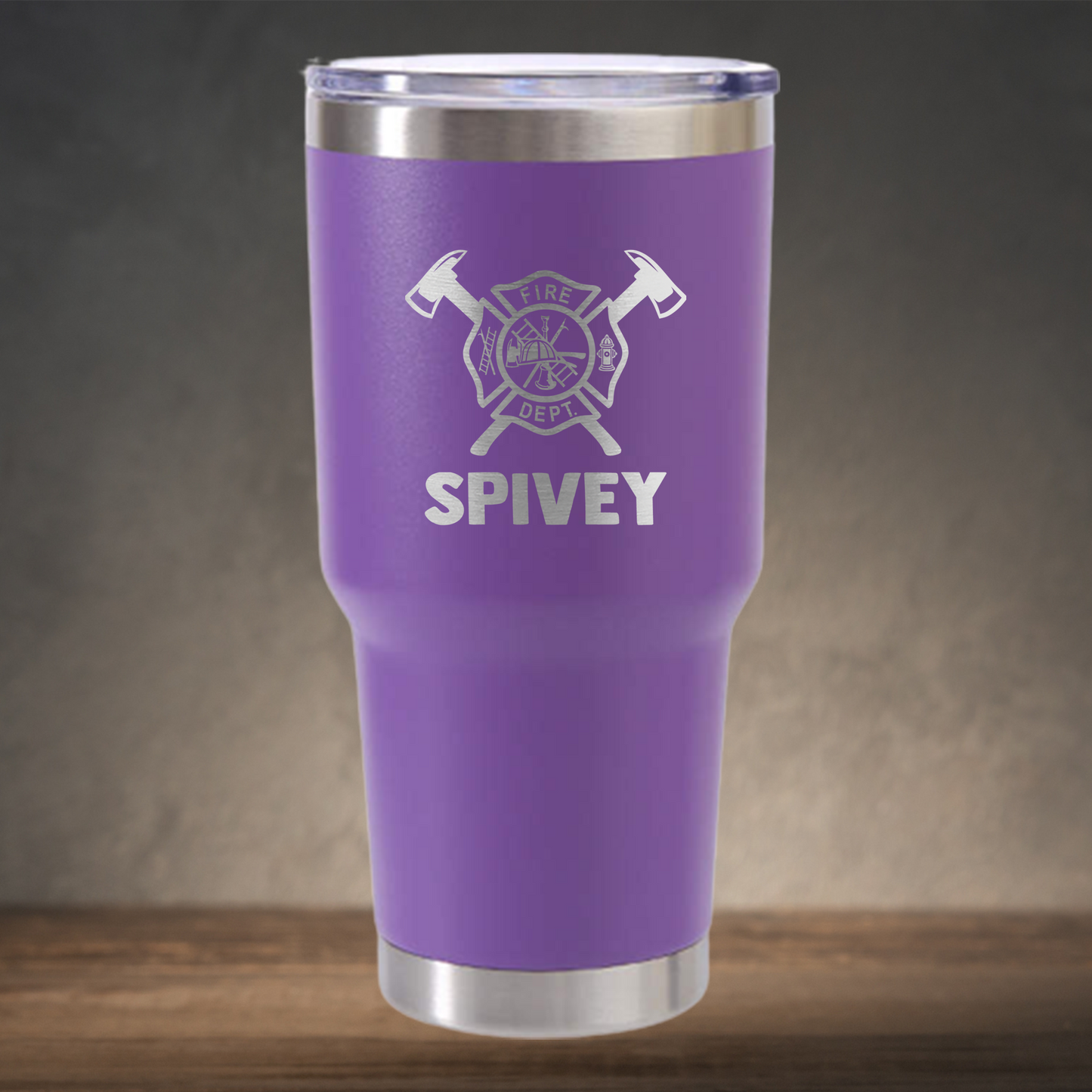 Personalized Firefighter Emblem Travel Tumbler 30 oz - Laser Engraved