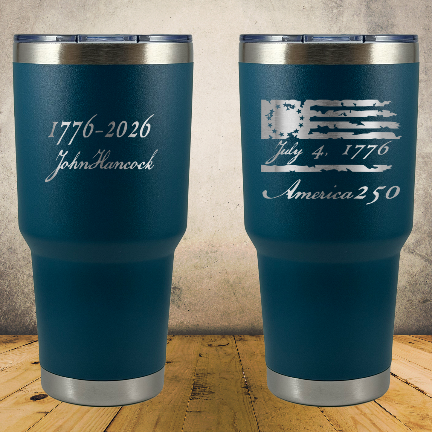 Personalized Laser Engraved Tumbler 30oz 1776–2026 USA 250th Anniversary