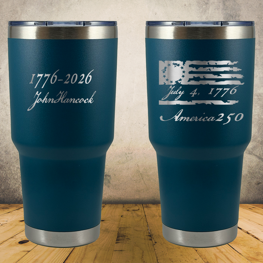 Personalized Laser Engraved Tumbler 30oz 1776–2026 USA 250th Anniversary