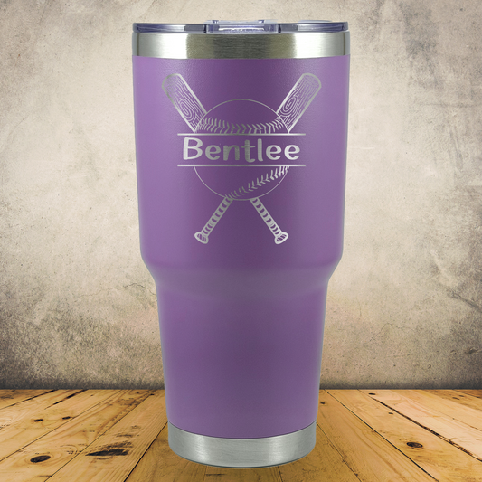 30oz Personalized Laser Engraved Tumbler Baseball with Bat Gift for Players, Coaches & Fans