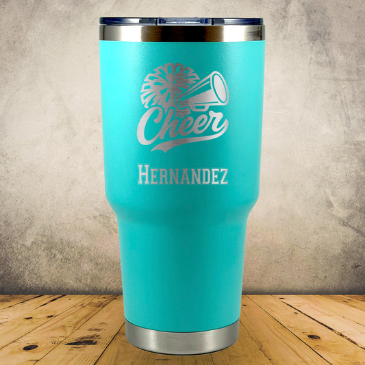 30oz Personalized Laser Engraved Tumbler Cheerleading Gift for Cheerleaders, Coaches & Cheer Moms