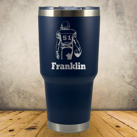 30oz Personalized Laser Engraved Tumbler Football Player Gift for Players, Coaches & Fans