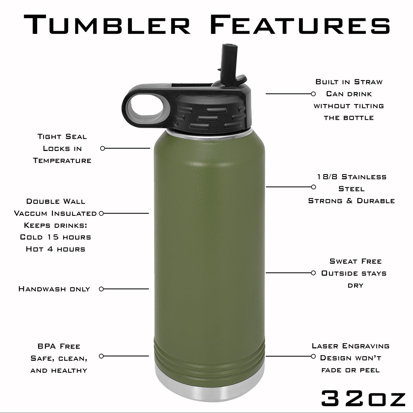 Personalized Volleyball Split Monogram Water Bottle - Laser Engraved