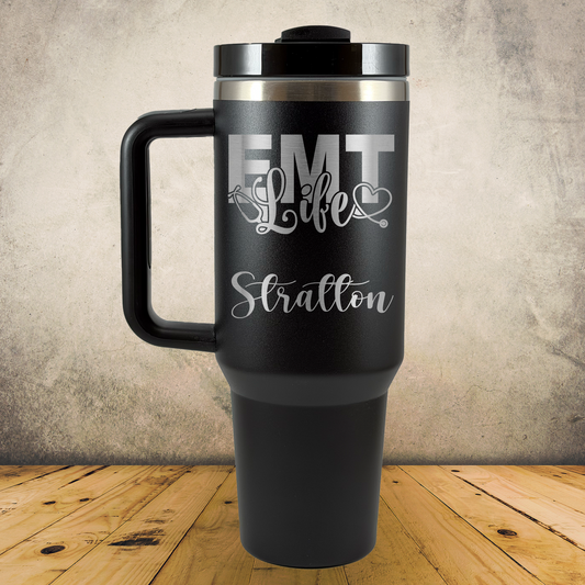 Personalized EMT 40oz Tumbler with Handle, Custom Paramedic & EMS Gift, Laser Engraved Stainless Steel Travel Mug, First Responder Cup (Copy)