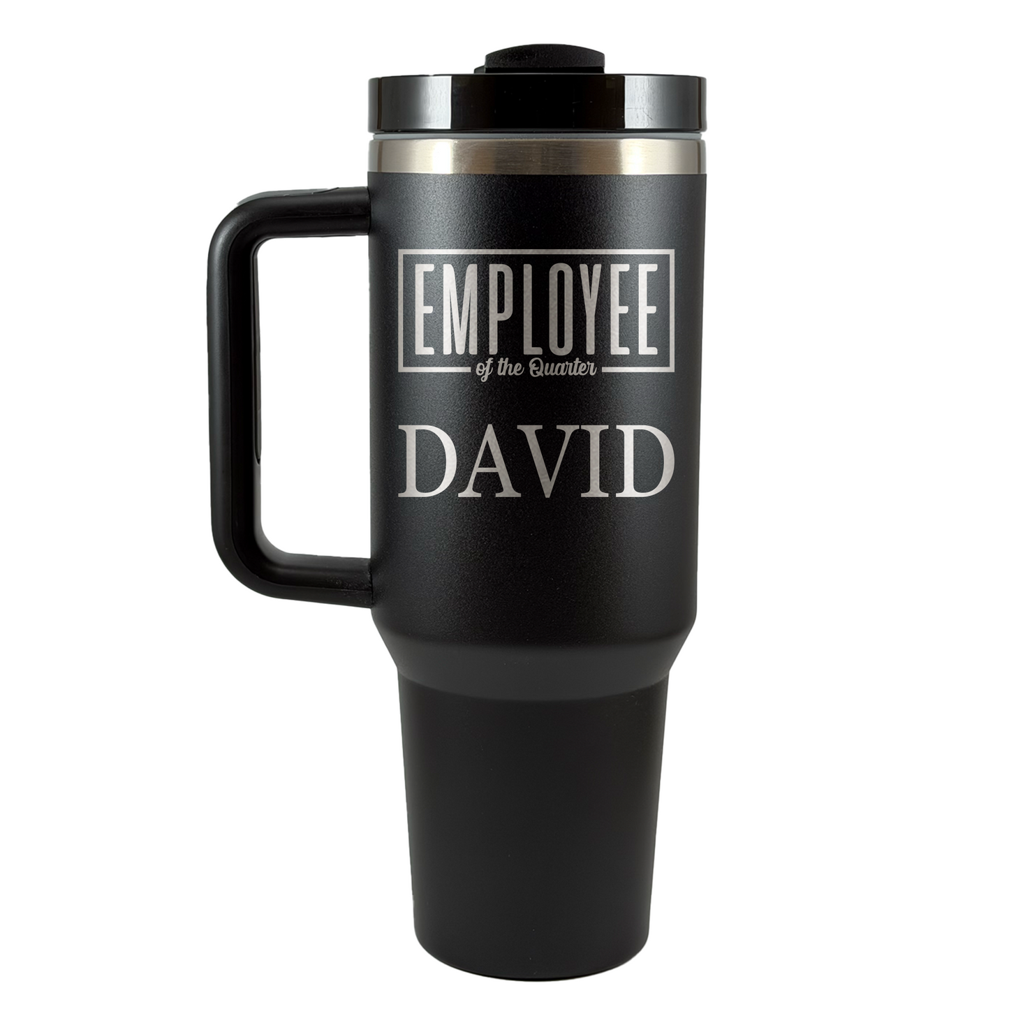 Personalized Employee of the Month Tumbler 40oz Custom Laser Engraved Cup w/Handle
