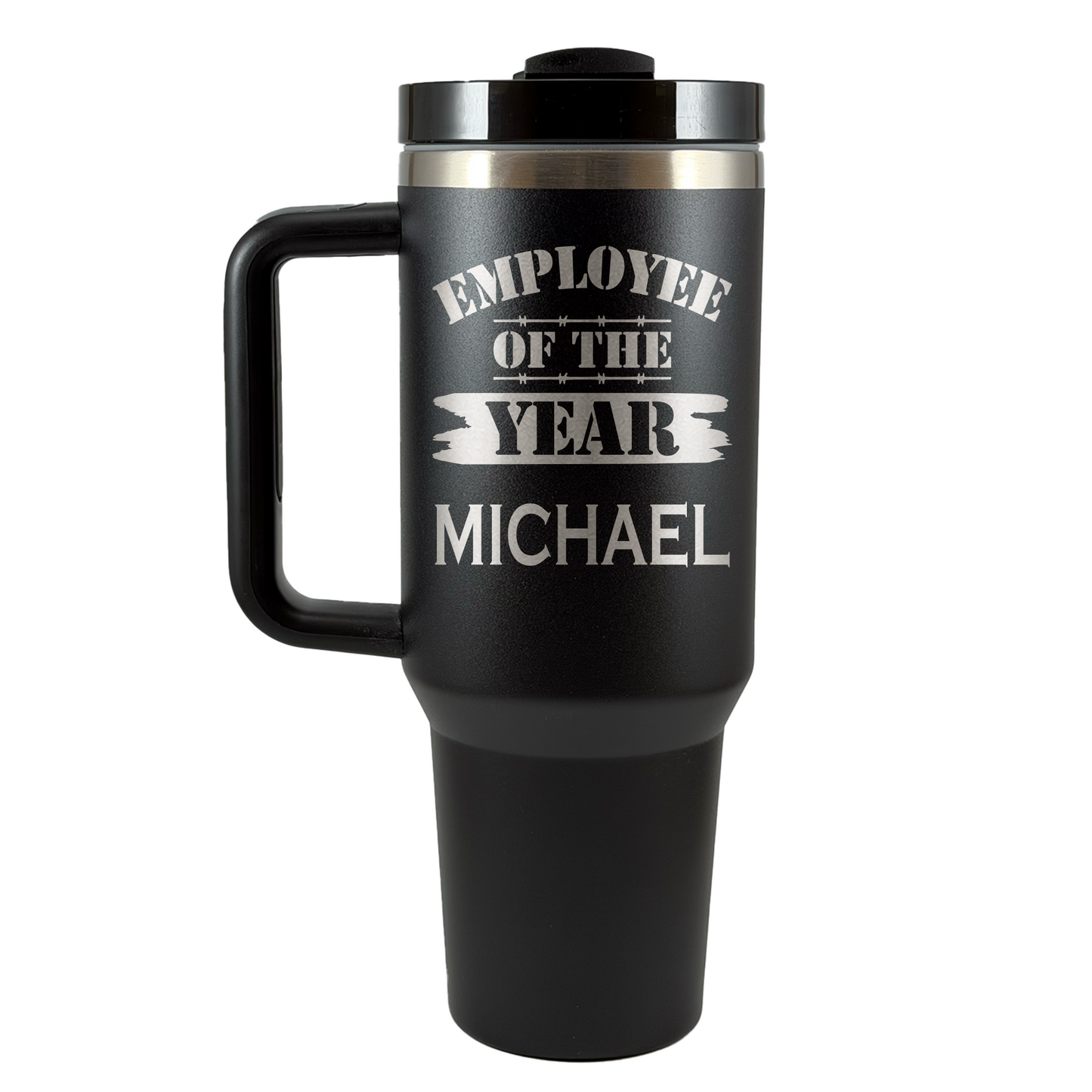 Personalized Employee of the Month Tumbler 40oz Custom Laser Engraved Cup w/Handle
