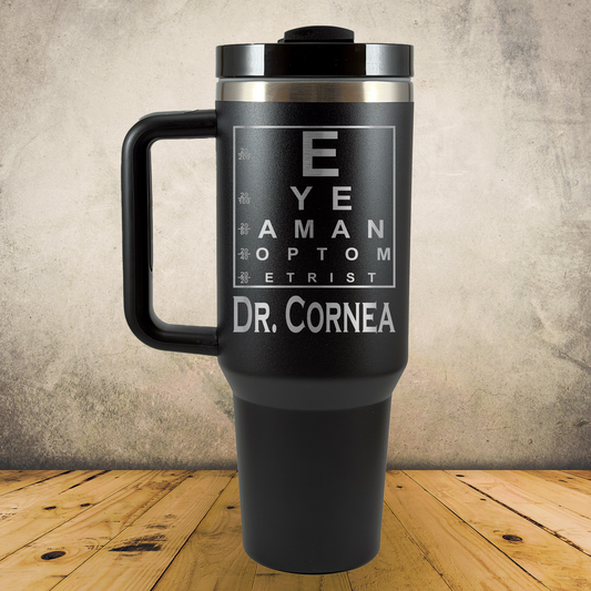 Personalized Optometrist Tumbler 40oz Custom Stainless Steel Laser Engraved Tumbler w/ Handle, Ophthalmologist Present, Eye Doctor Gift, Optometry Professionals, Vision Care Professional Gift