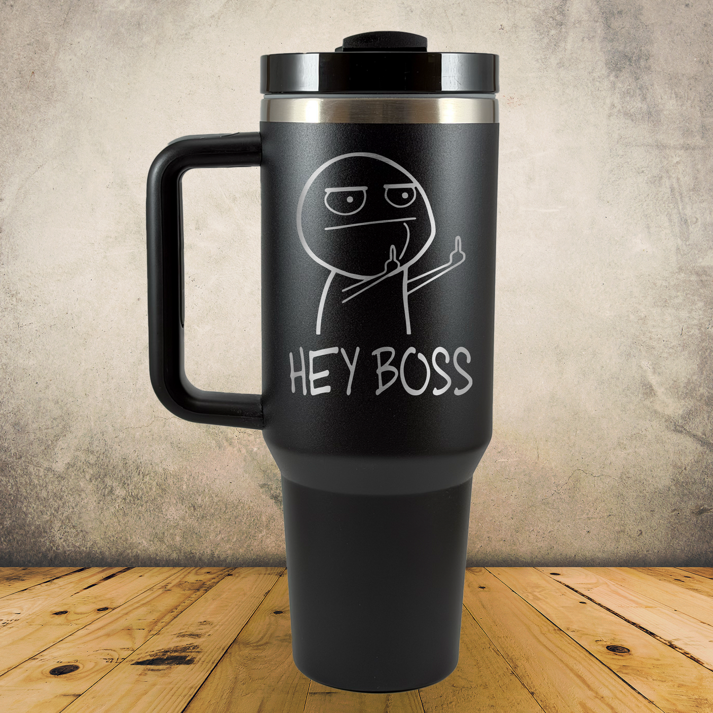 Personalized Funny Middle Finger Tumbler 40oz Stainless Steel Cup w/ Handle, F-Off Sarcastic Gift