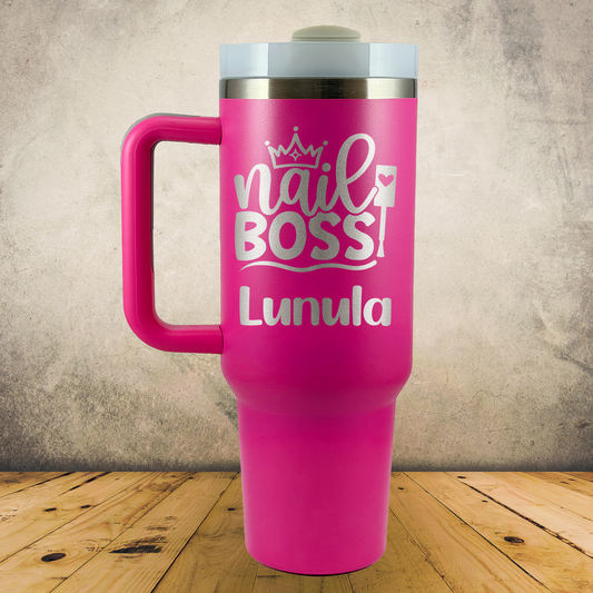 Personalized Manicurist Tumbler 40oz Custom Laser Engraved Cup w/Handle