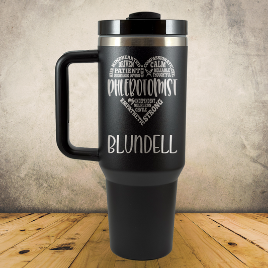 Personalized Phlebotomist Tumbler 40oz Custom Laser Engraved Cup w/Handle