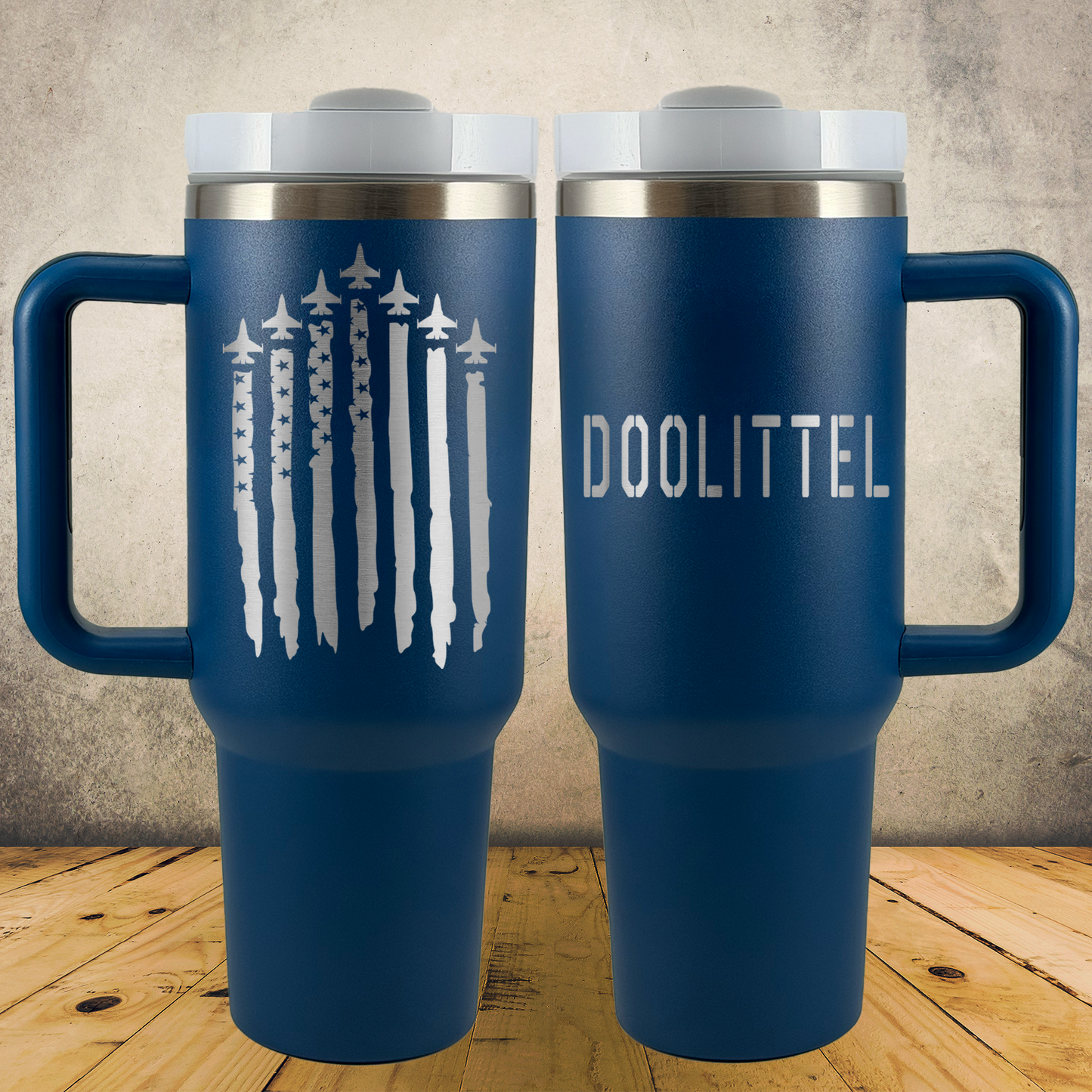 Personalized Pilot Tumbler, 40oz Stainless Steel Laser Engraved Travel Mug w/ Handle, Custom Aviation Gift for Air Force and Navy Pilot