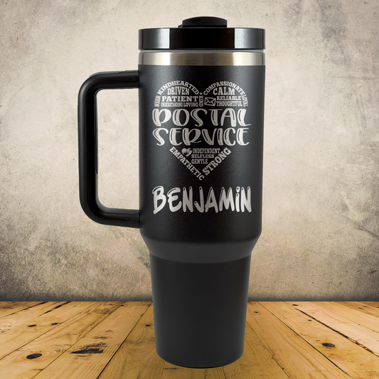 Personalized Postal Service Worker Tumbler 40oz Custom Laser Engraved Cup w/Handle