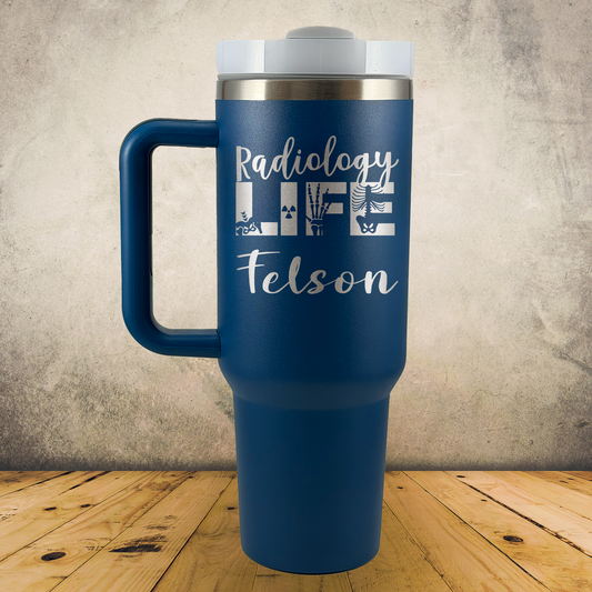 Personalized Radiology Tumbler 40oz Custom Laser Engraved Cup w/Handle