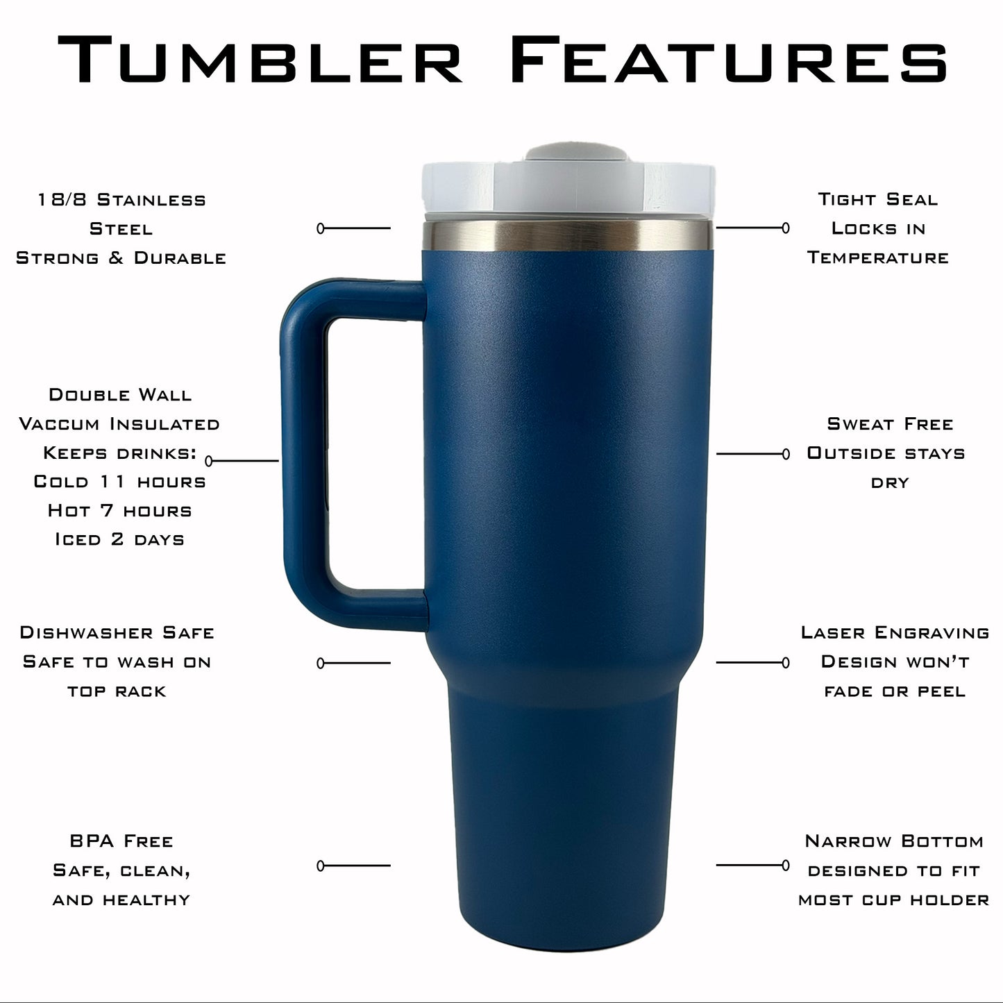 Personalized Dentist Tumbler, Custom Laser Engraved 40oz Stainless Steel Cup with Handle