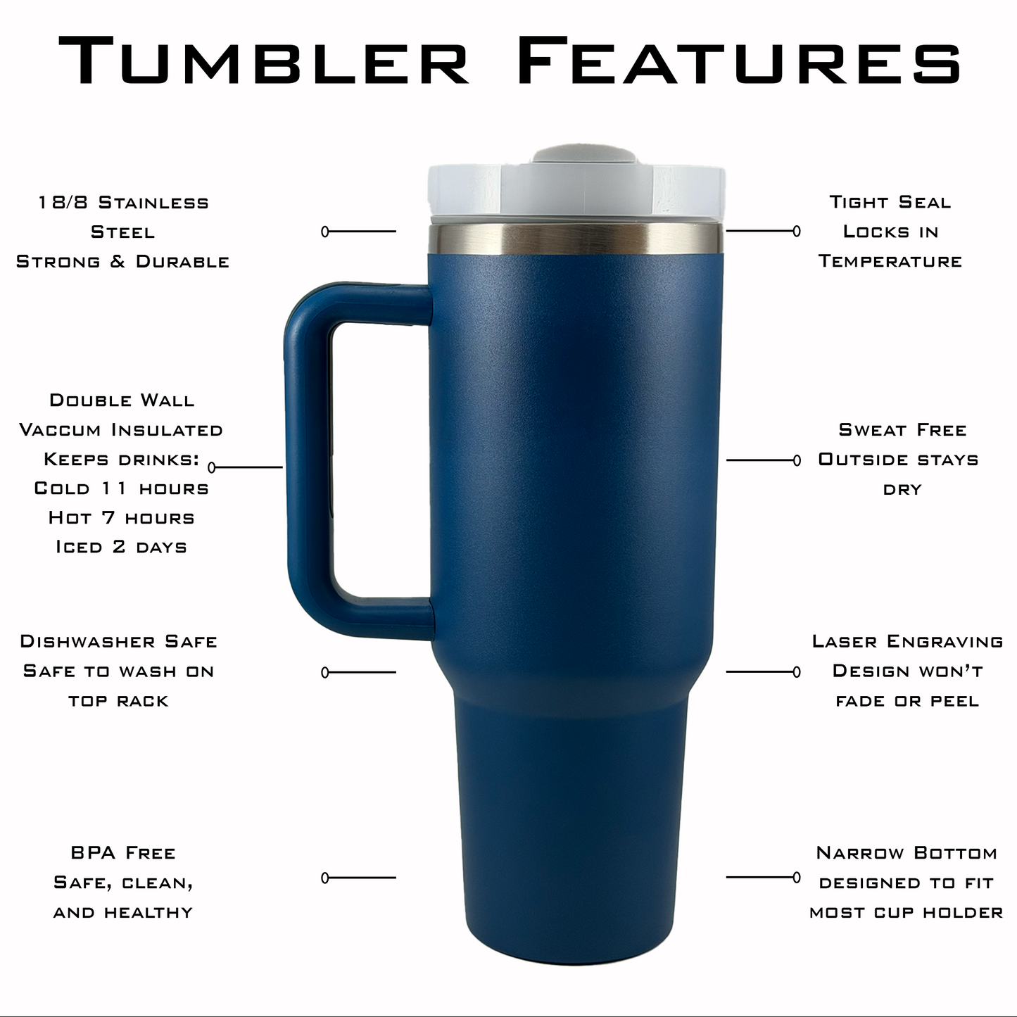 Personalized Chef Tumbler 40oz Custom Laser Engraved Cup w/Handle