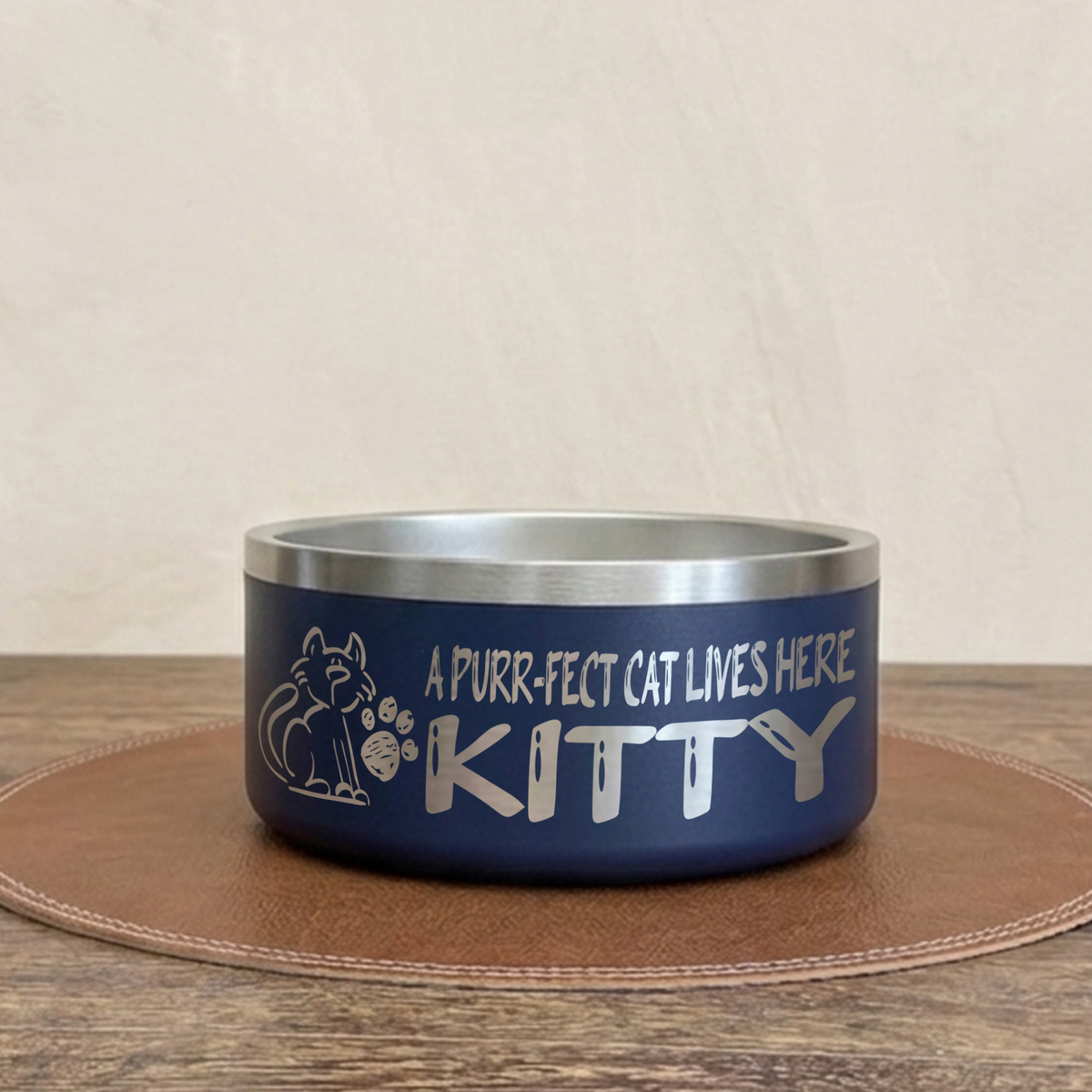 Personalized Laser Engraved Pet Bowl Purrfect