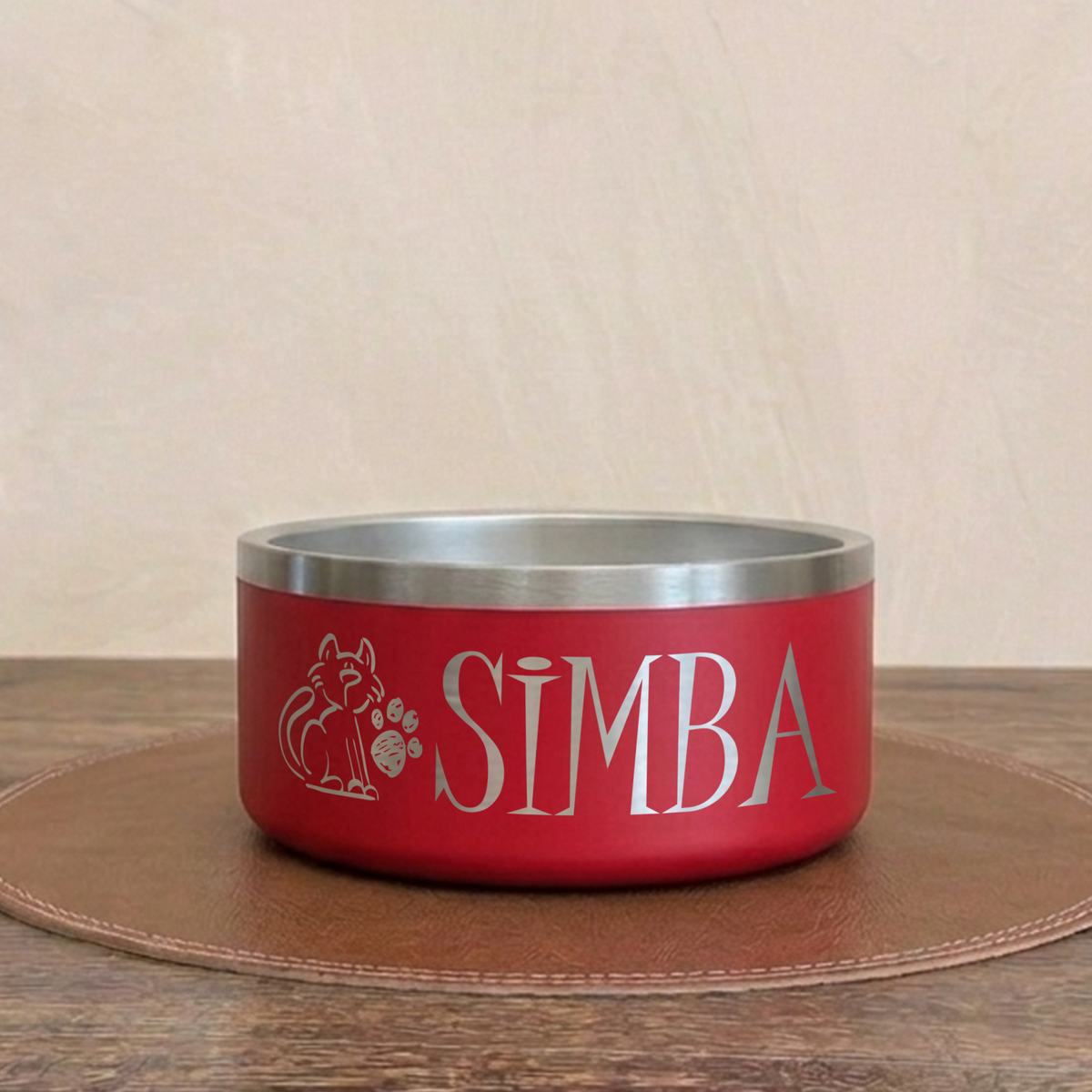Personalized Laser Engraved Pet Bowl Cat Paw