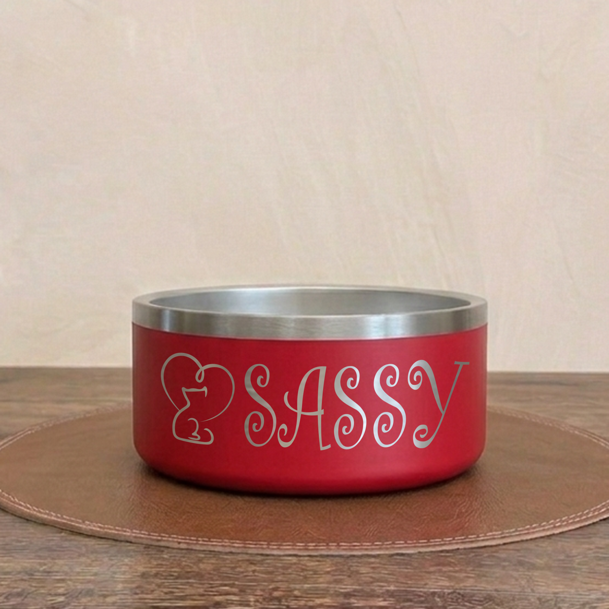 Personalized Laser Engraved Pet Bowl Heart