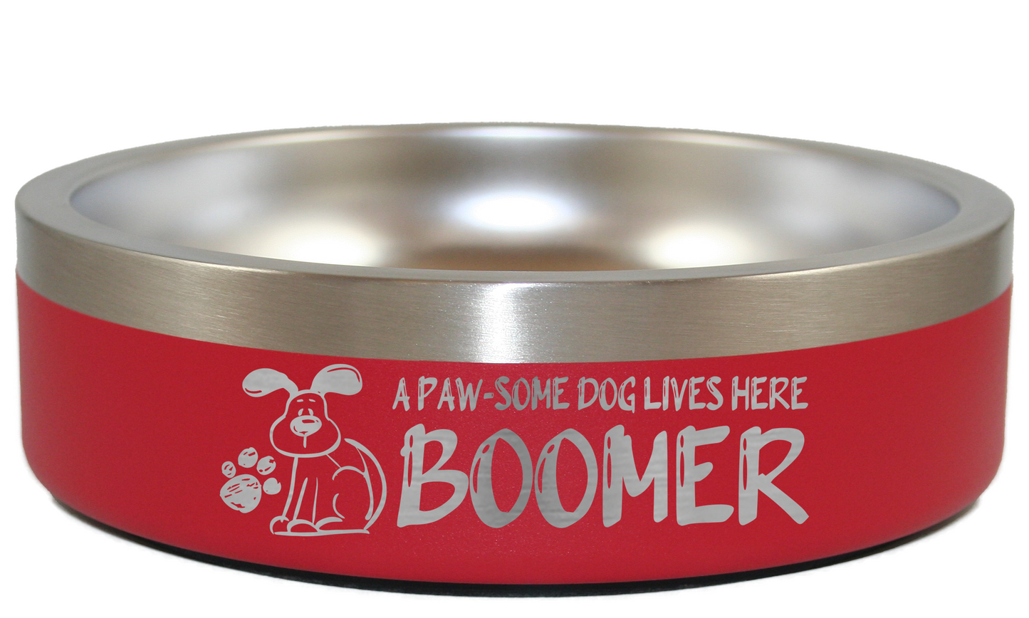 Personalized Pet Bowl Pawsome - Laser Engraved