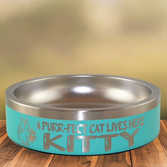 Personalized Pet Bowl Purrfect - Laser Engraved