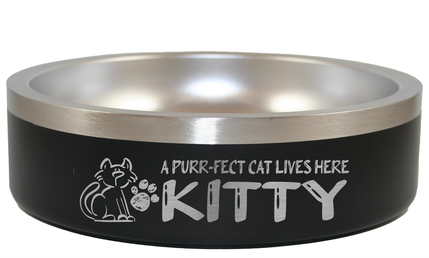 Personalized Pet Bowl Purrfect - Laser Engraved