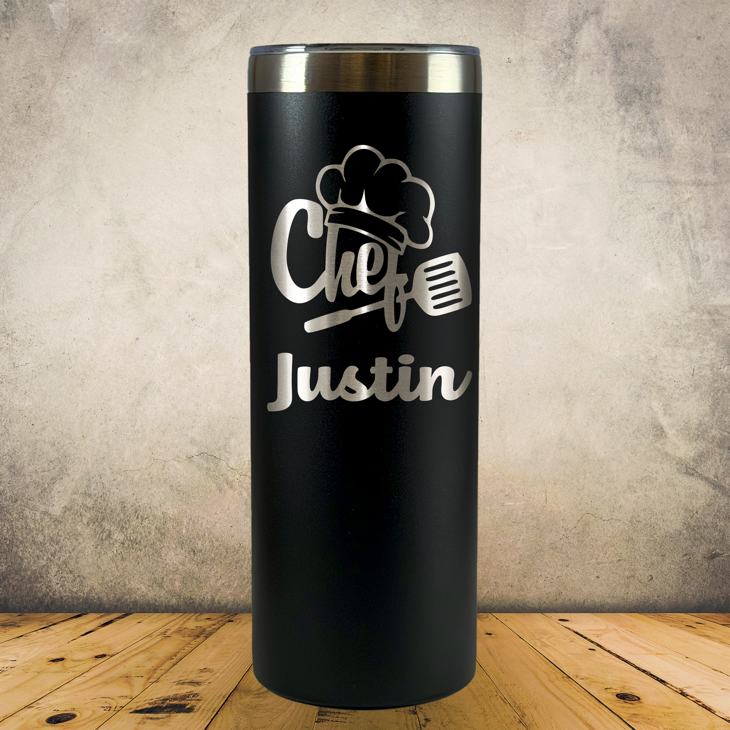 Personalized Chef Tumbler 20oz Skinny Custom Laser Engraved Cup