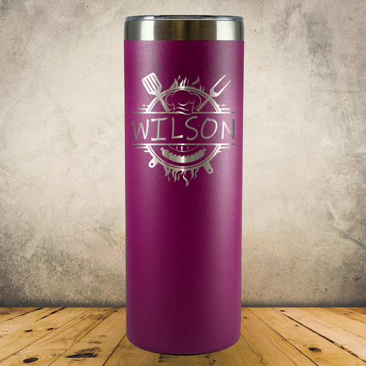 Personalized Chef Tumbler 20oz Skinny Custom Laser Engraved Cup