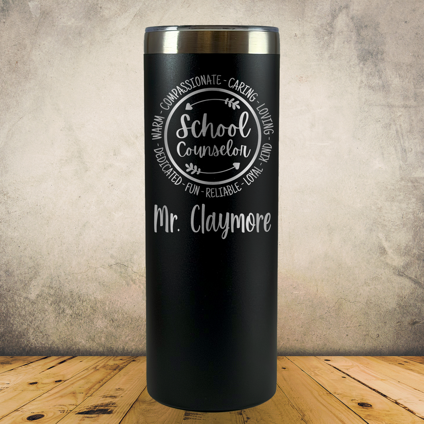 Personalized Laser Engraved Tumbler 20oz for Teachers, School Counselors & Staff Appreciation