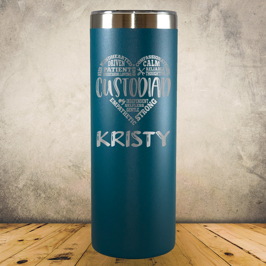 Personalized Laser Engraved Tumbler 20oz for Janitor Appreciation, School Custodian, End of the School Year Thank You Gift